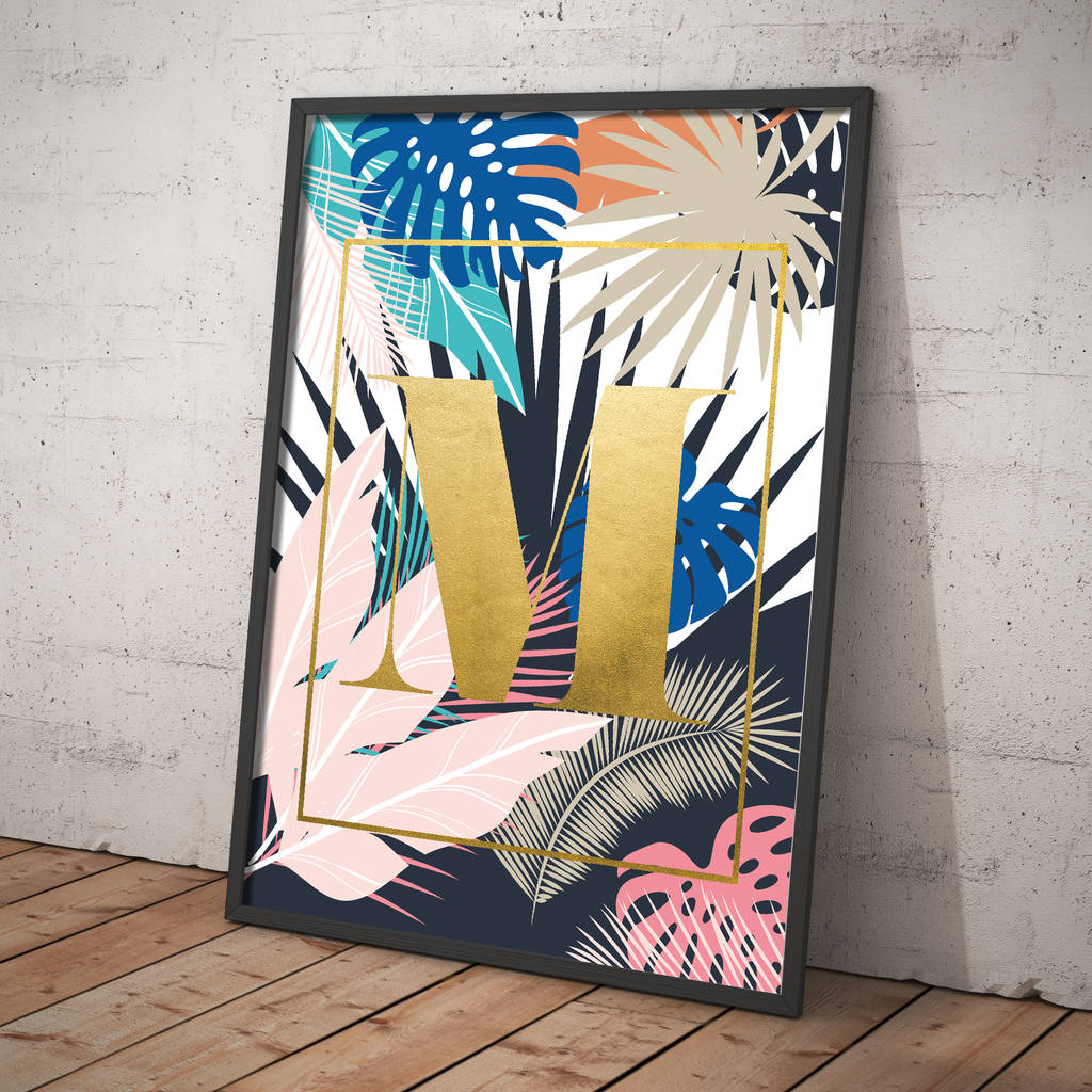 Personalised Metallic Floral Typographic Print