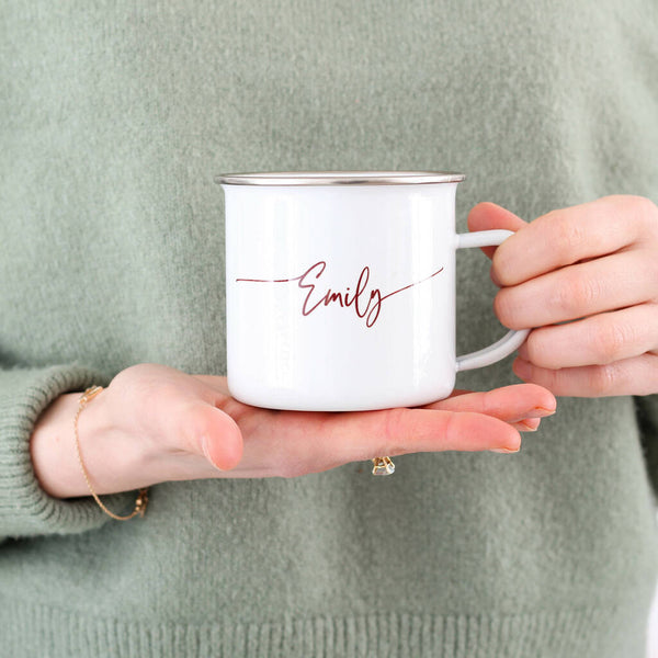 Personalised Script Font Enamel Mug