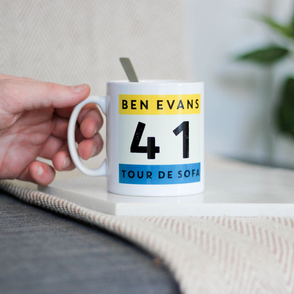Personalised Tour De Sofa Ceramic Cycling Mug