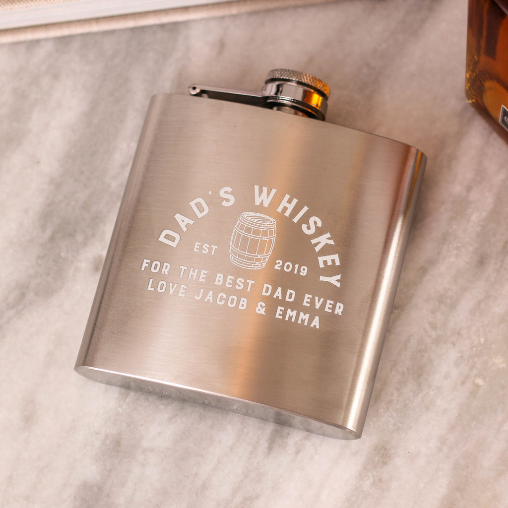 Personalised Whiskey Hip Flask Gift For Dad