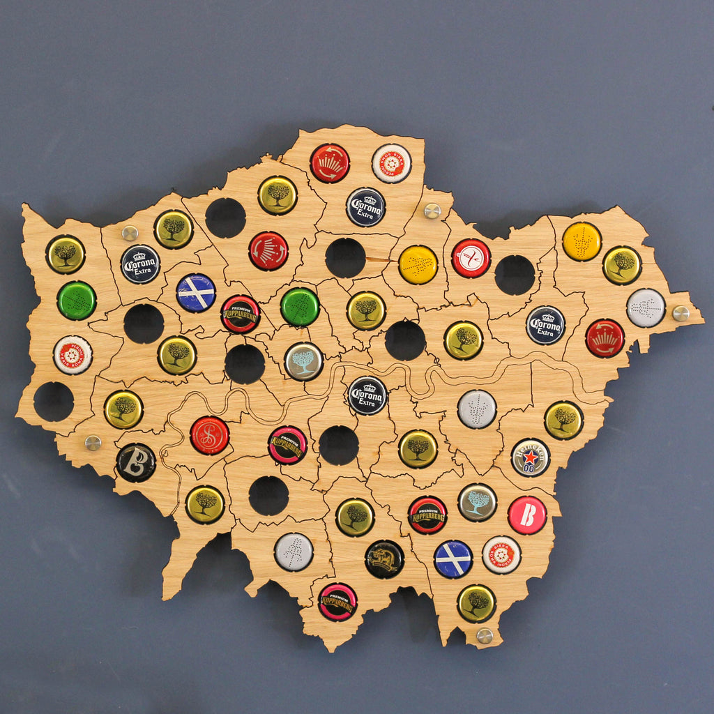 Personalised London Map Beer Bottle Cap Collector Gift