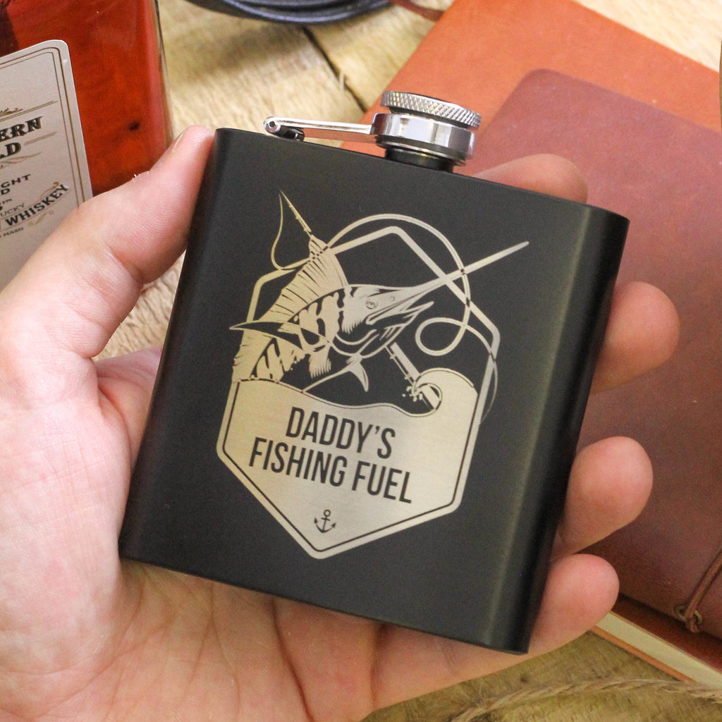 Personalised Fishing Adventure Hip Flask For Camping