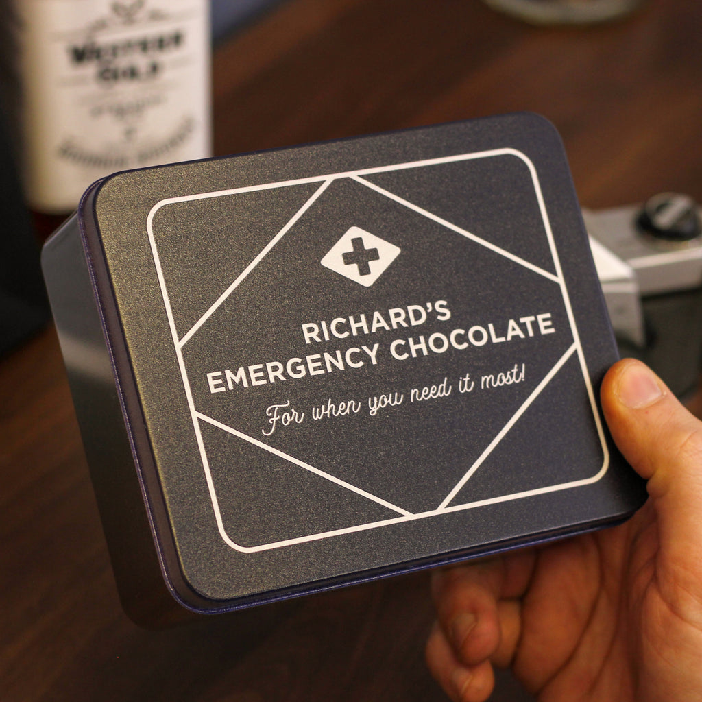 Personalised Emergency Chocolate Gift Tin Set