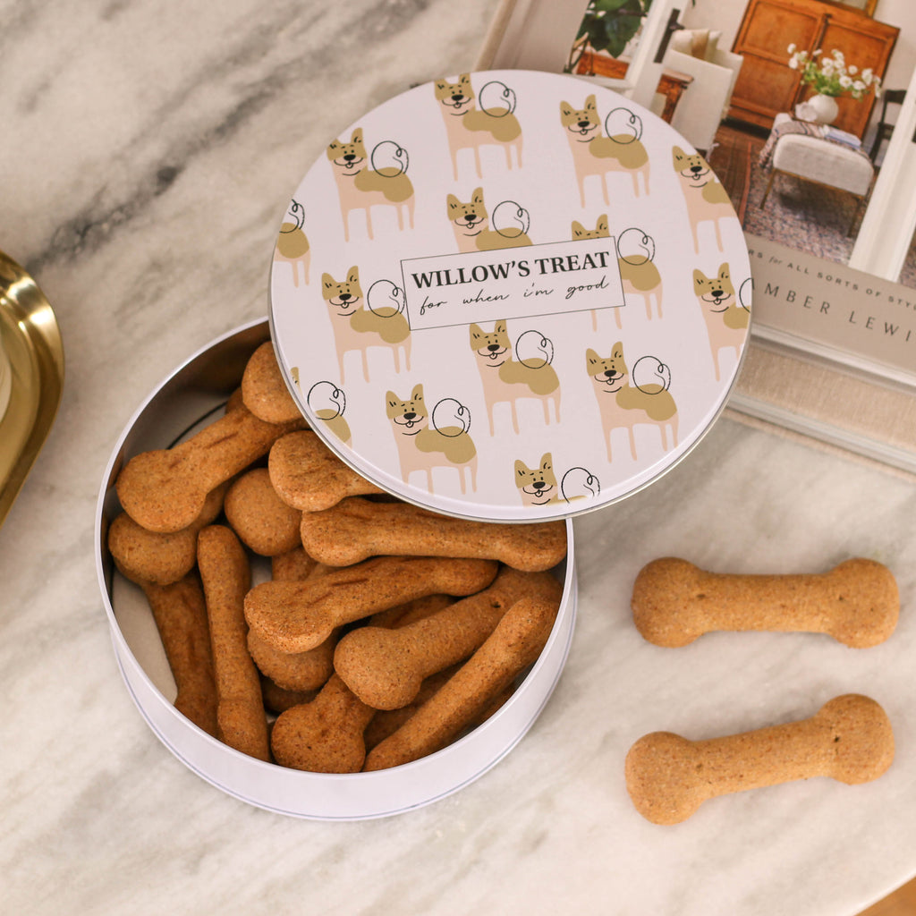 Personalised Dog Biscuit Food Storage Treat Tin Gift