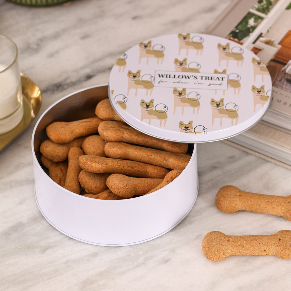 Personalised Dog Biscuit Food Storage Treat Tin Gift