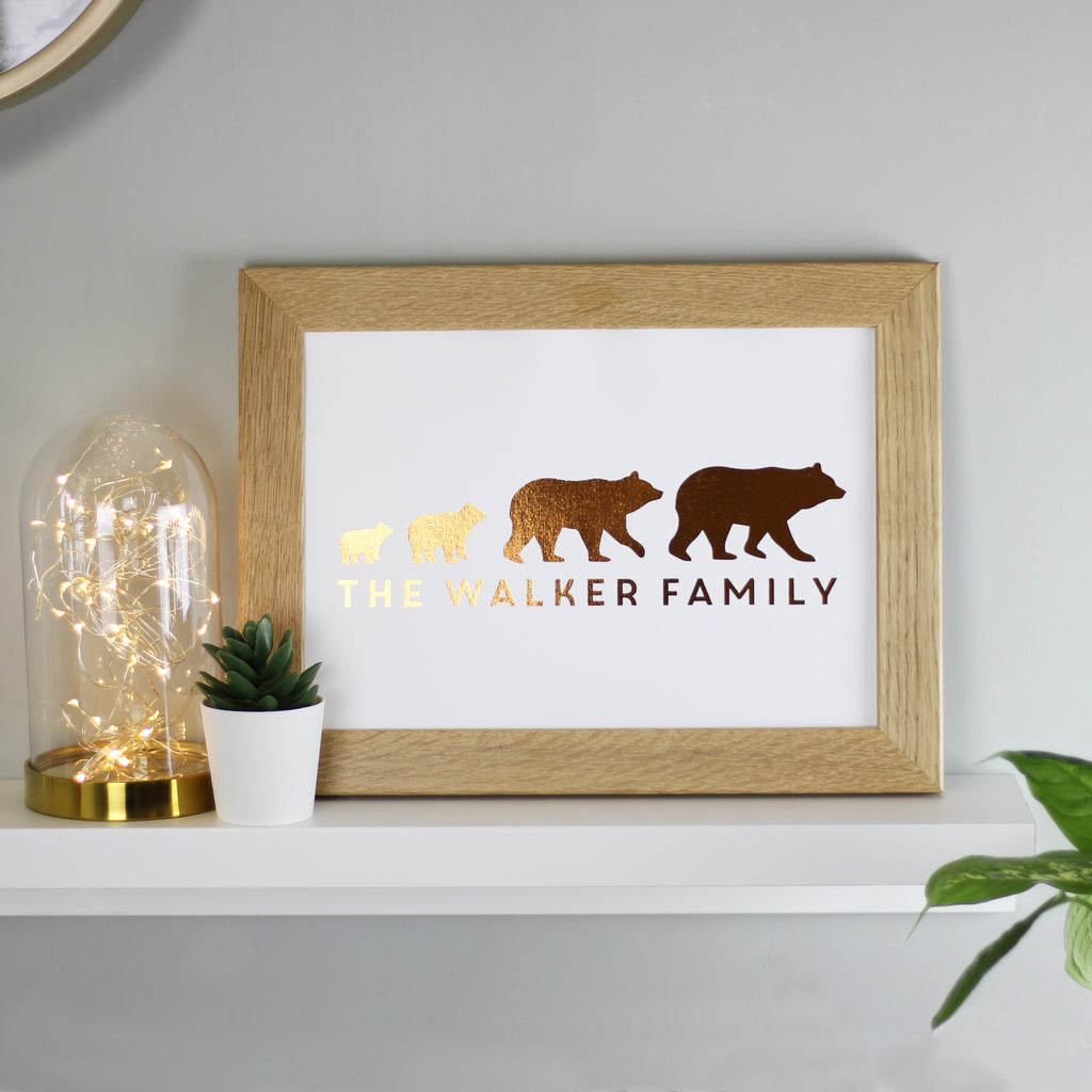 Personalised Bear Family Foil Print