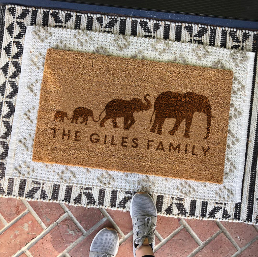 Personalised Elephant Family Door Mat