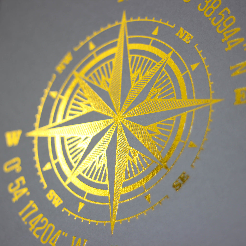 Personalised Metallic Compass Print