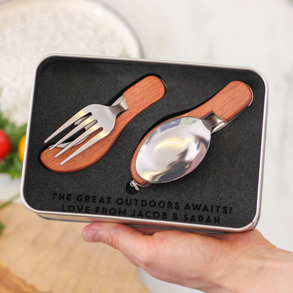 Personalised Adventure Camping Cutlery Tin Set