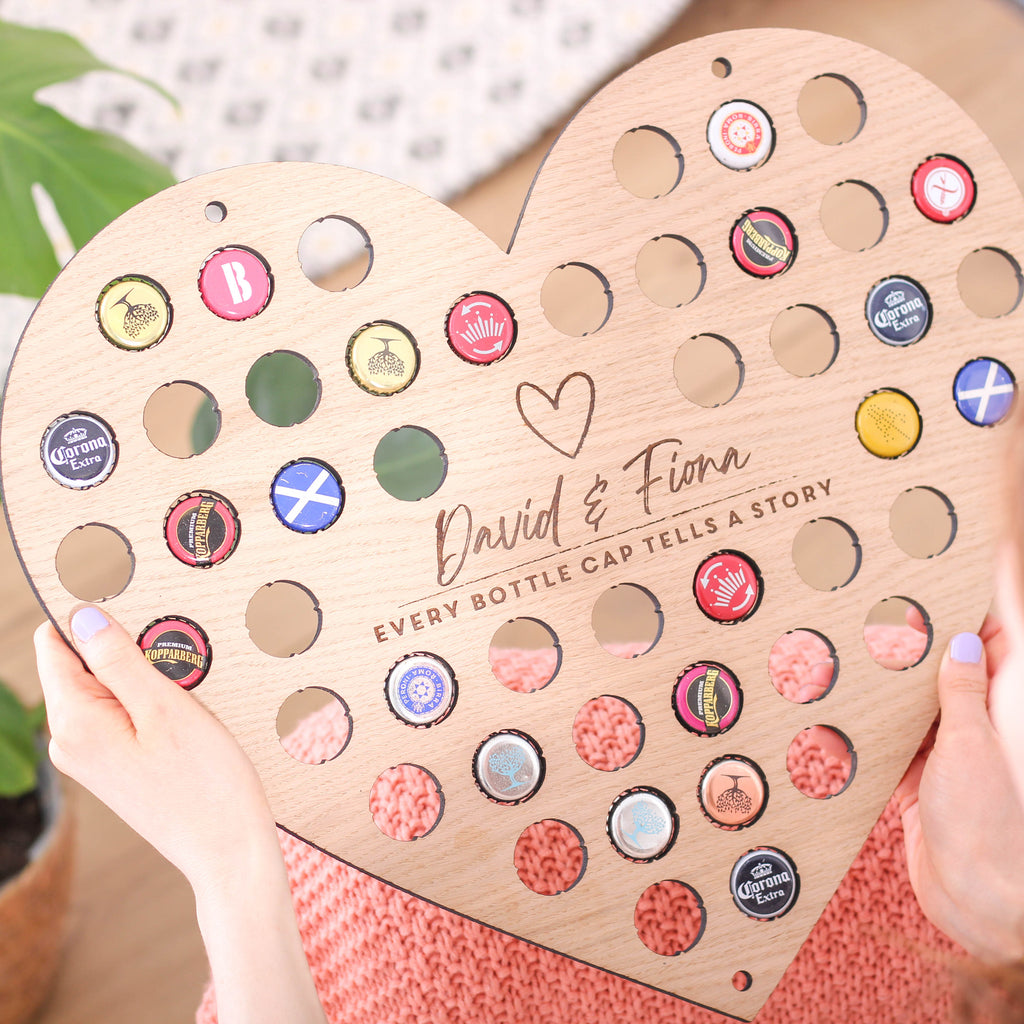Personalised  Heart Shaped Beer Bottle Collector