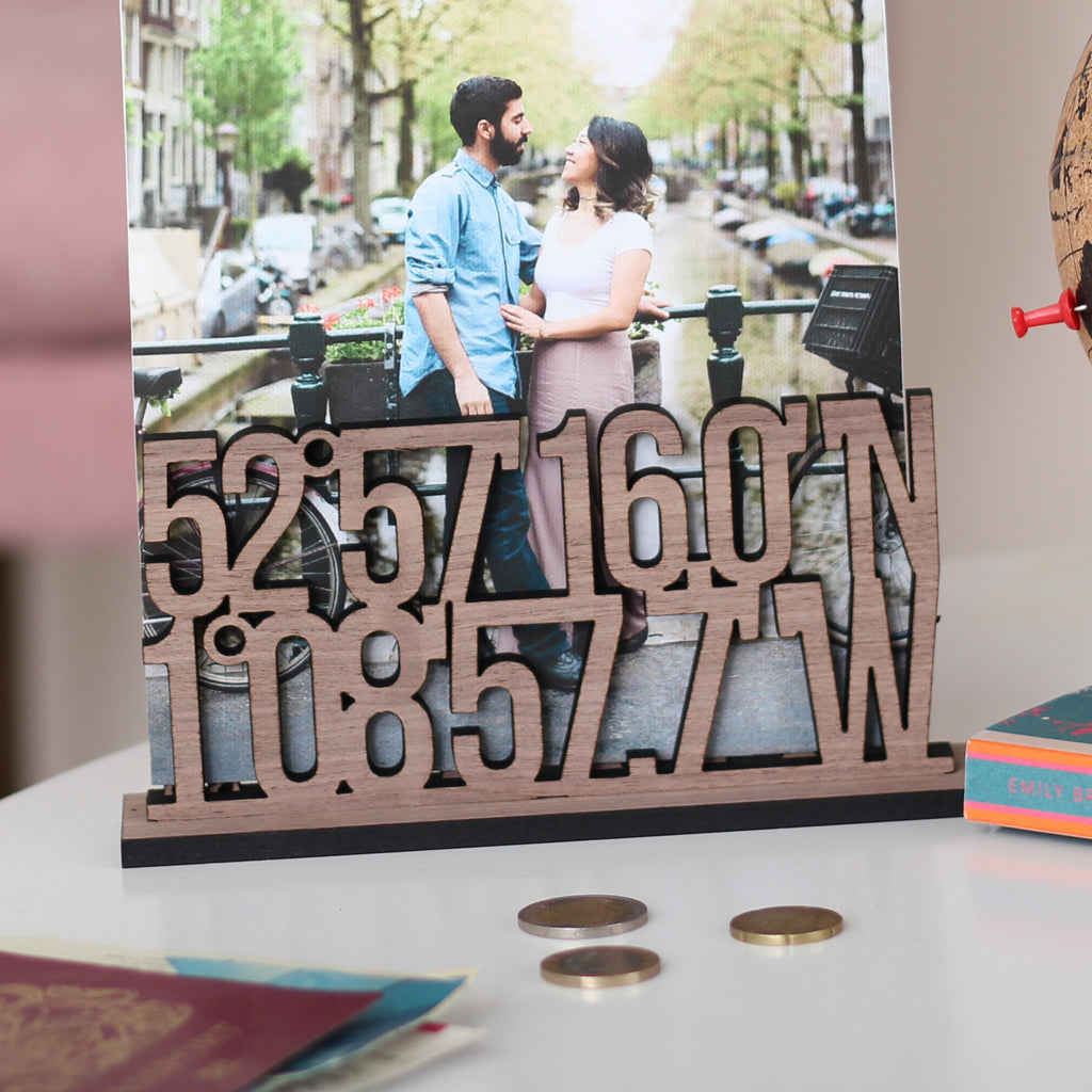 Personalised Coordinates Free Standing Photo Frame