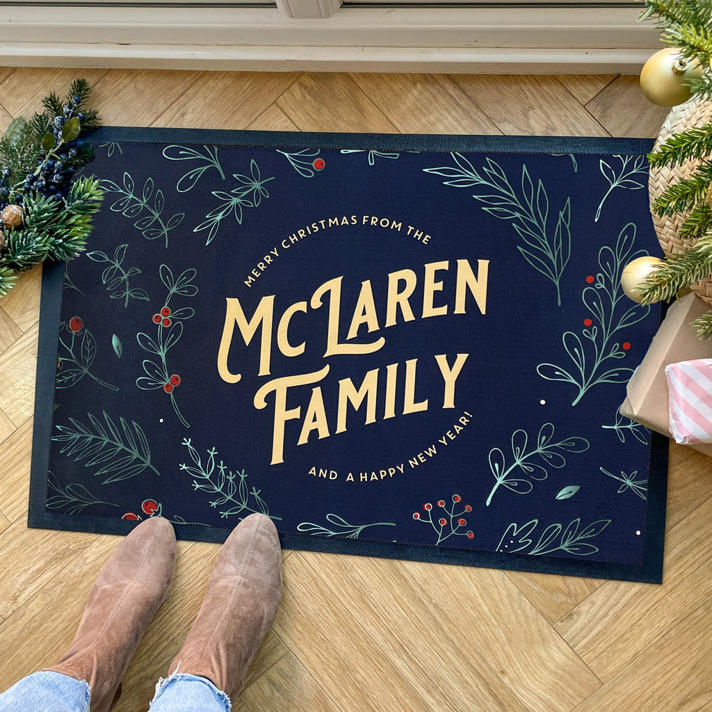 Personalised Family Christmas Wreath Doormat