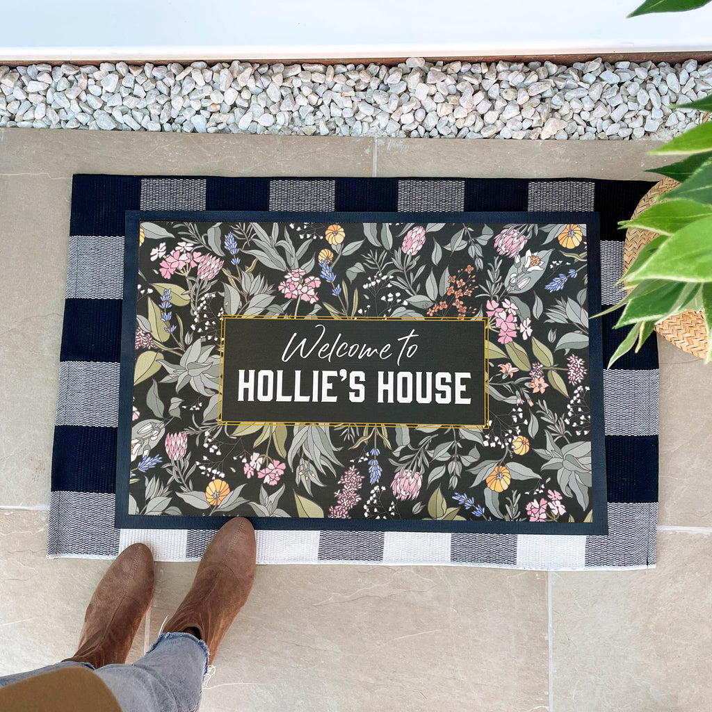 Personalised Floral Print Doormat For The Home