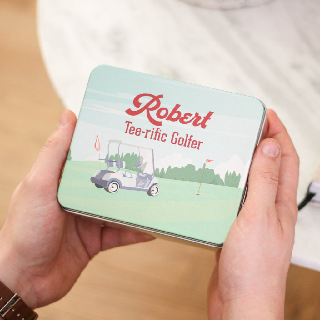 Personalised Golf Cart Tin Gift Set For Him