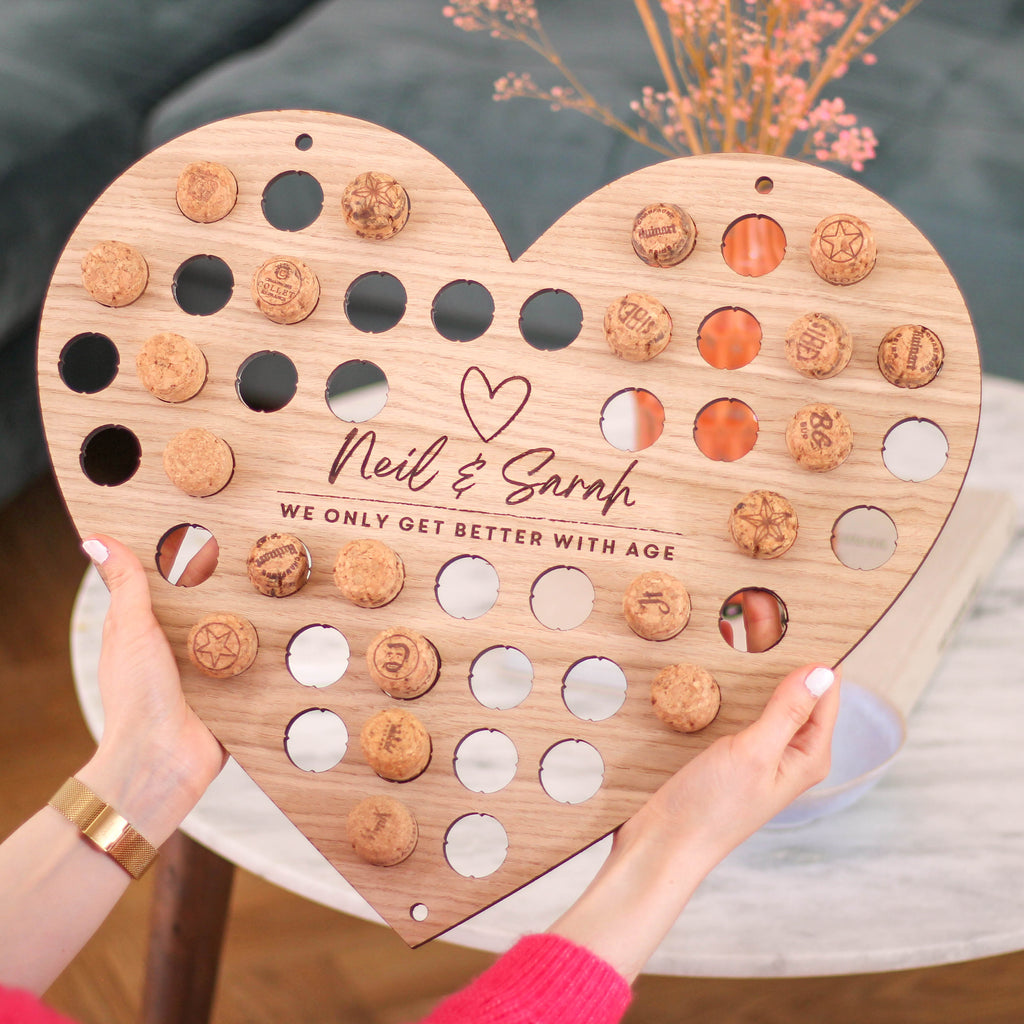 Personalised Heart Shaped Cork Collector for Couples