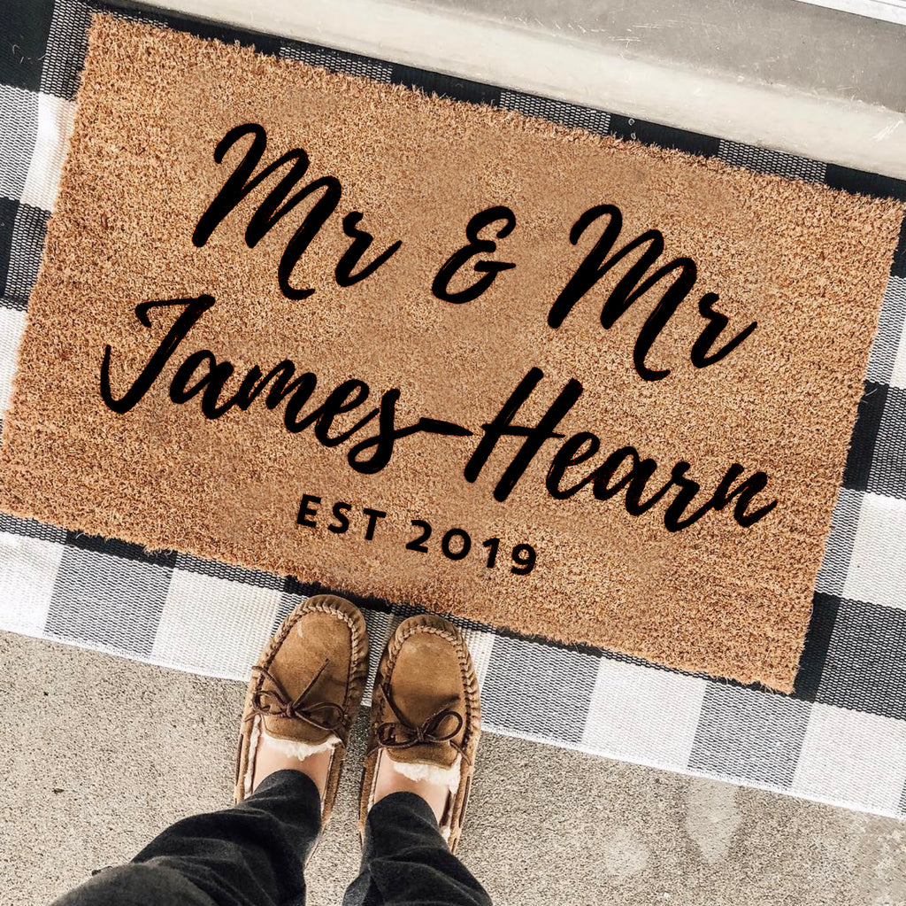 Personalised Mr And Mr Wedding Gift Door Mat