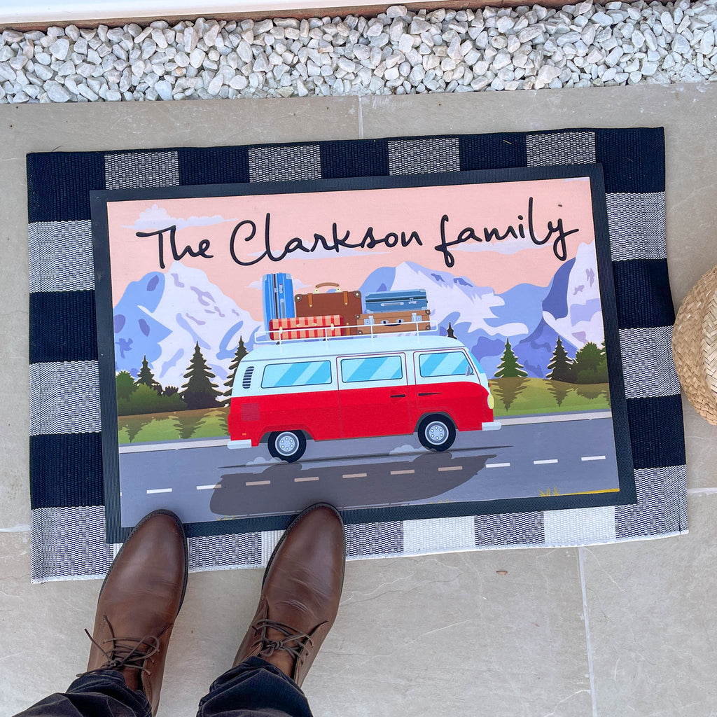 Personalised Printed Campervan Doormat Travel Gift