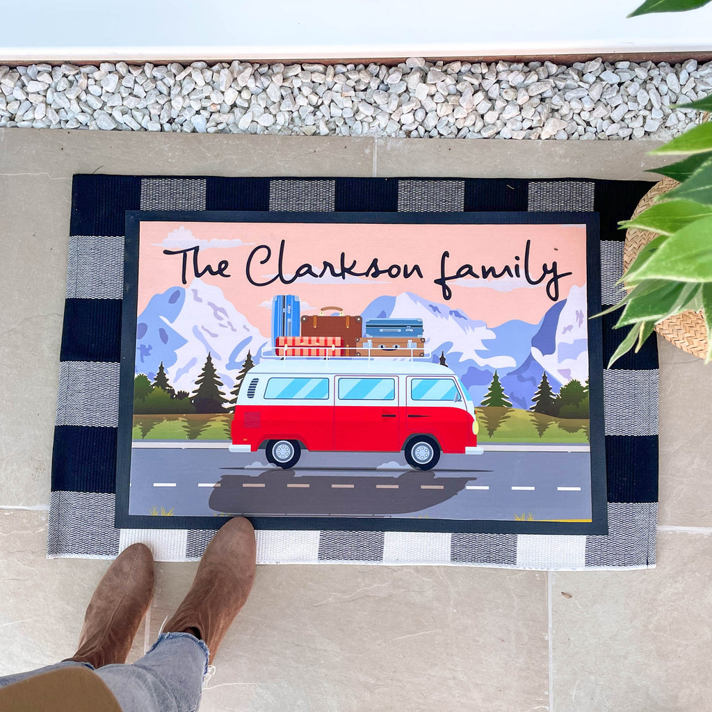 Personalised Printed Campervan Doormat Travel Gift
