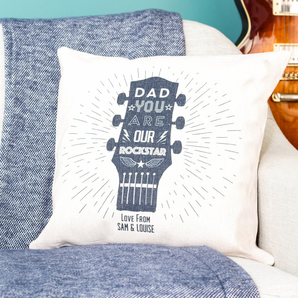 Personalised Rockstar Dad Guitar Cushion For The Home