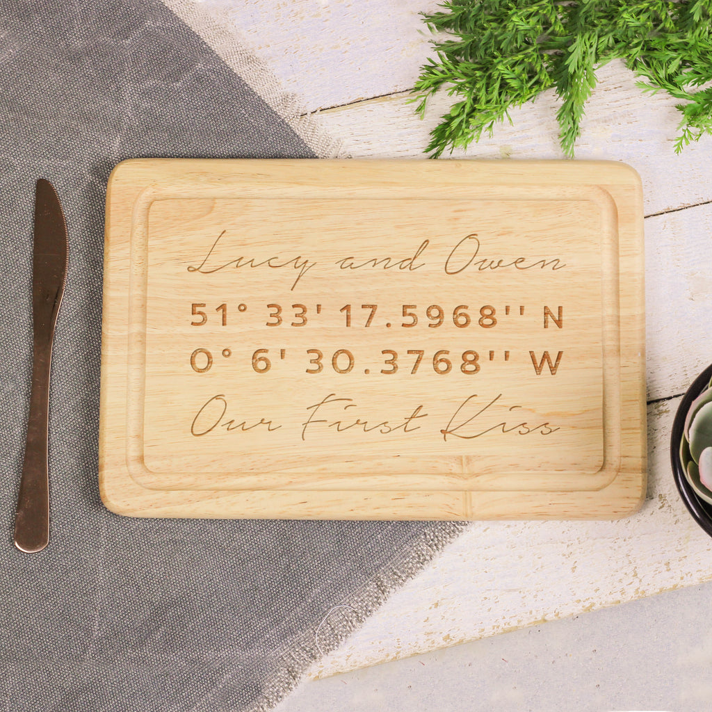 Personalised Coordinates Chopping Board
