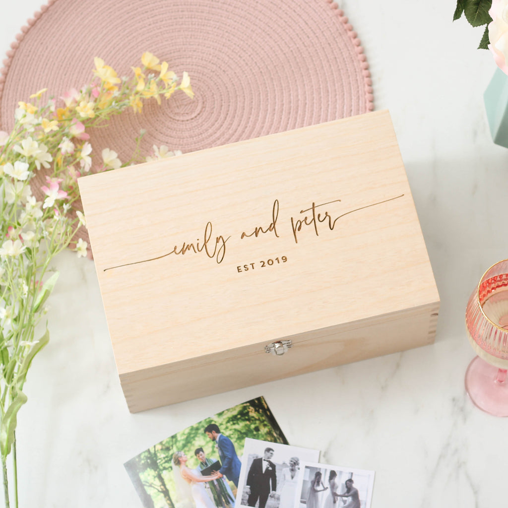 Personalised Couples Names Wedding Gift Keepsake Box