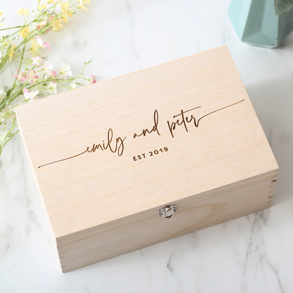 Personalised Couples Names Wedding Gift Keepsake Box