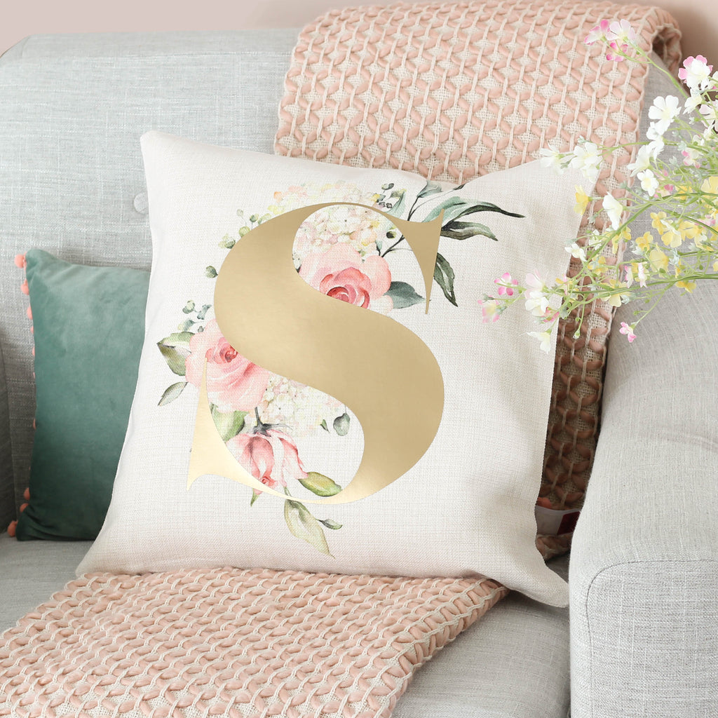 Personalised Floral Initial Cushion