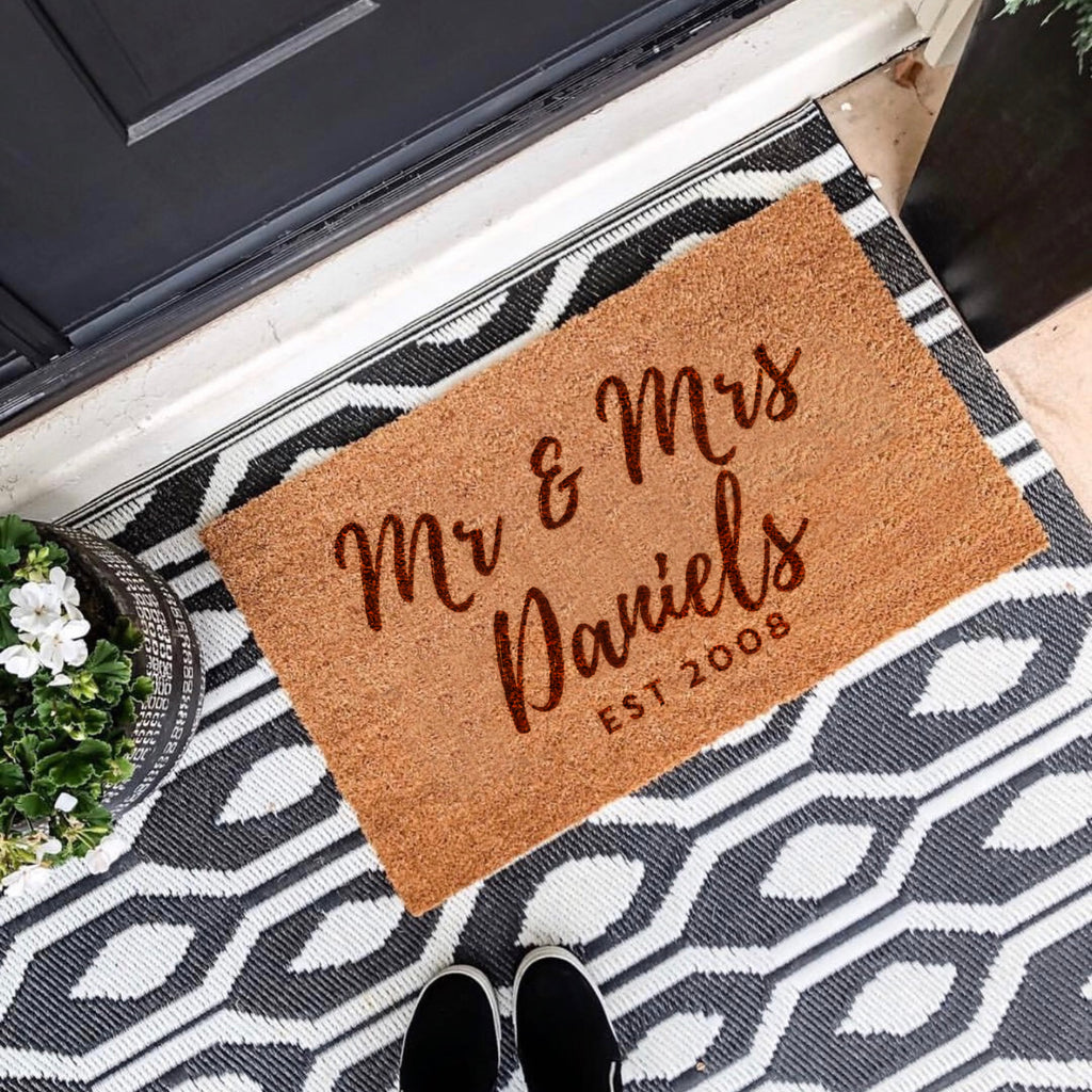 Personalised Mr And Mrs Door Mat