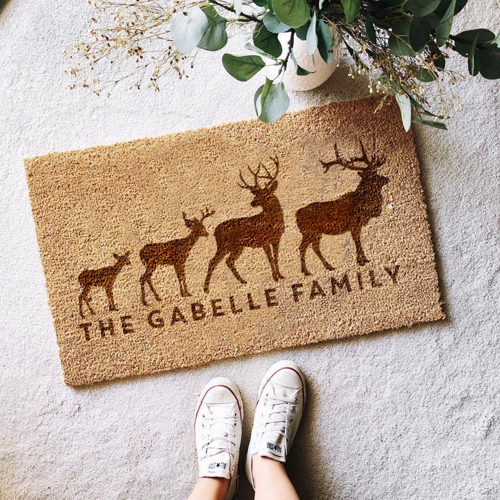 Personalised Stag Family Door Mat