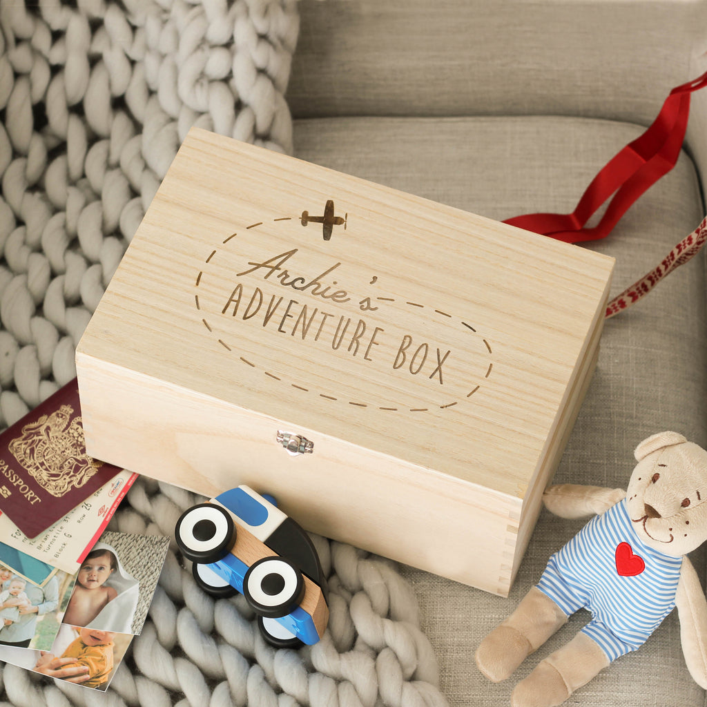 Personalised Travel Memory Keepsake Wooden Box