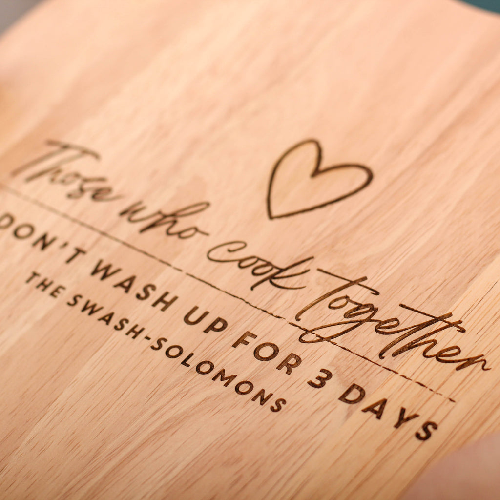 Personalised Those Who Cook Together Heart Chopping Board
