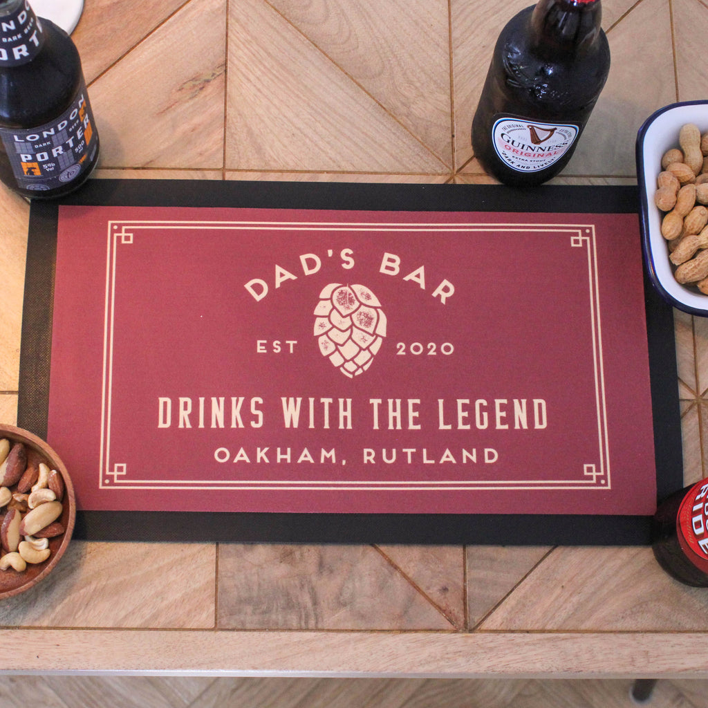 Personalised Vintage Dad's Bar Runner For Home Pub