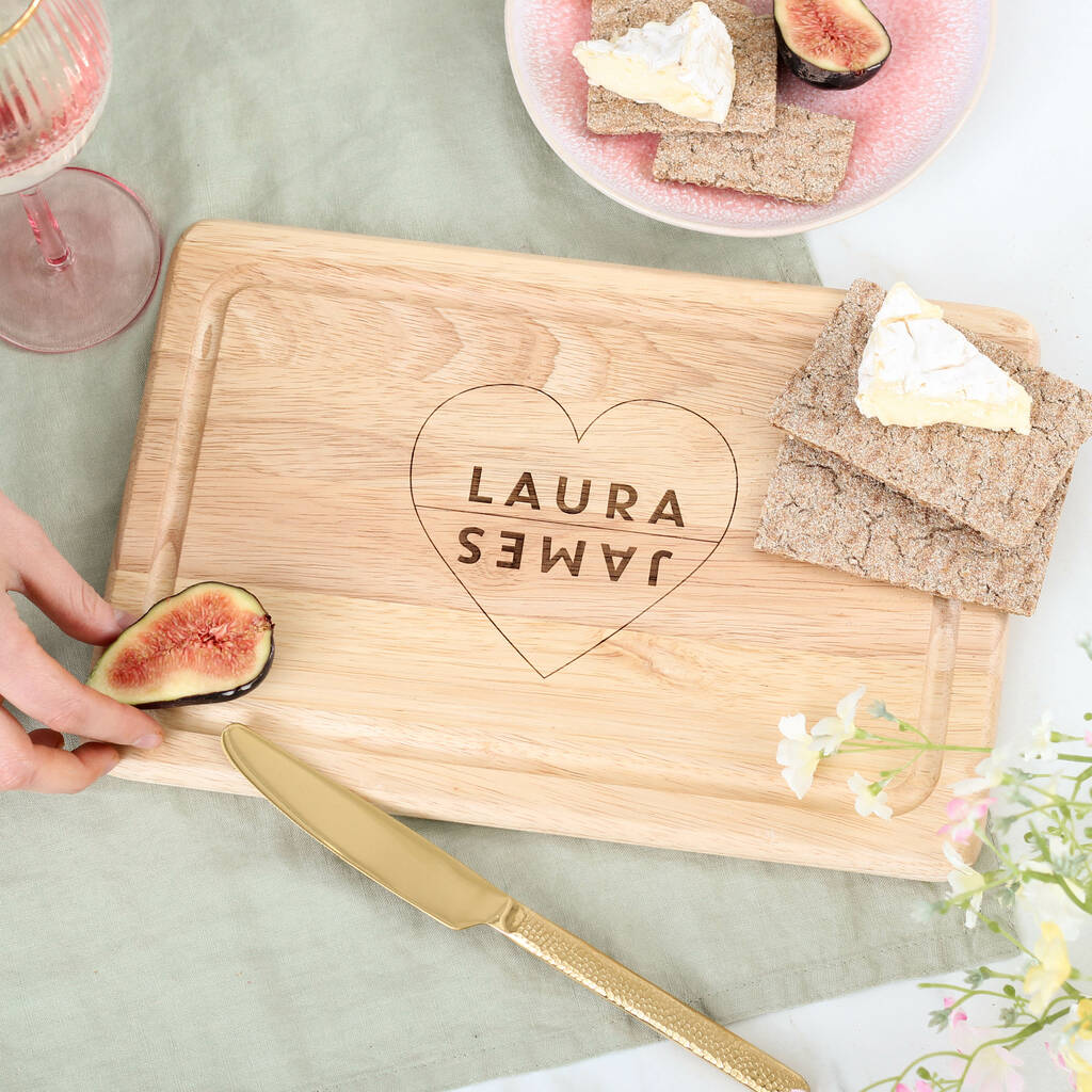 Personalised Couples Heart Chopping Board Gift