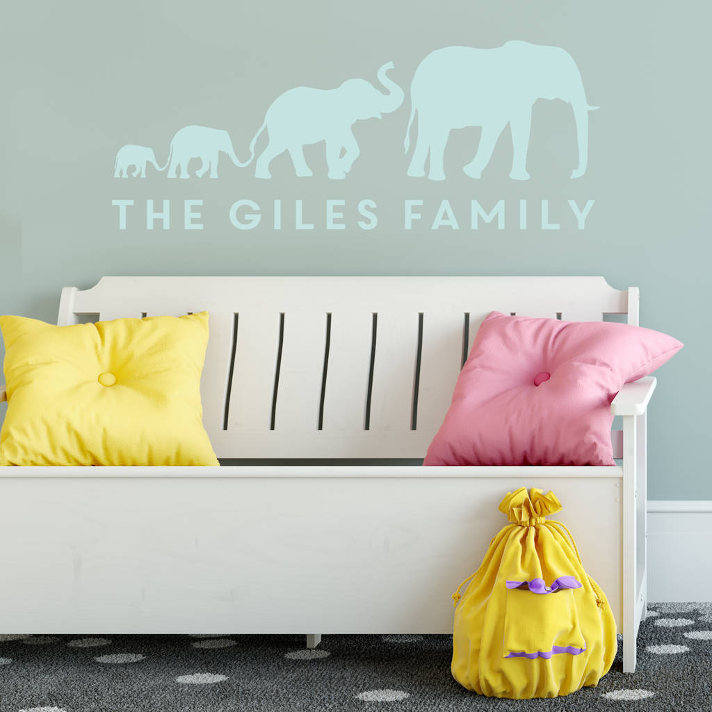 Personalised Elephant Family Wall Sticker