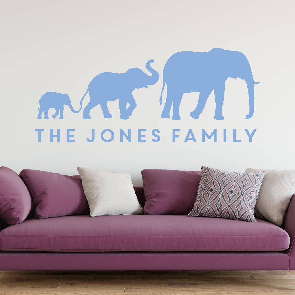 Personalised Elephant Family Wall Sticker